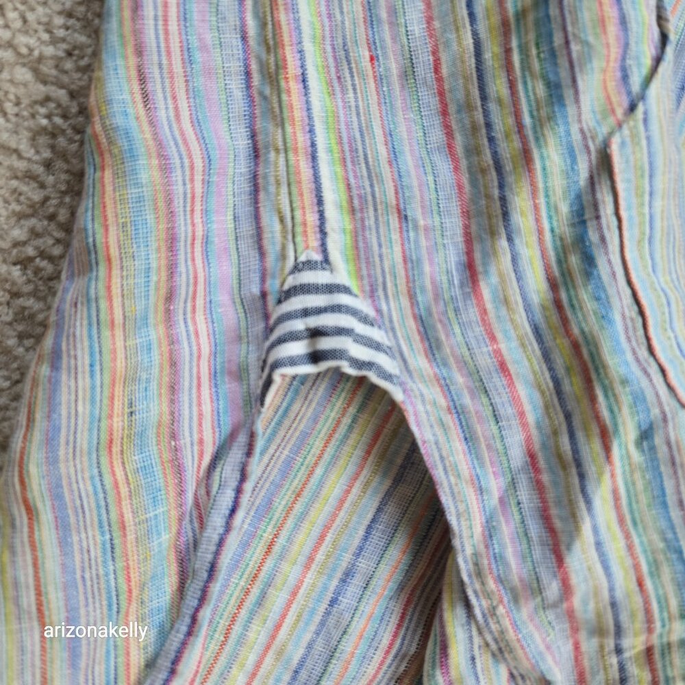 The Salting Linen Hoodie Coverup Tunic Size 000 Colorful Stripe Unisex - Picture 10 of 13